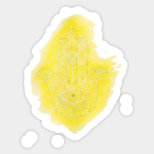 Yellow Watercolor Hamsa Hand Sticker